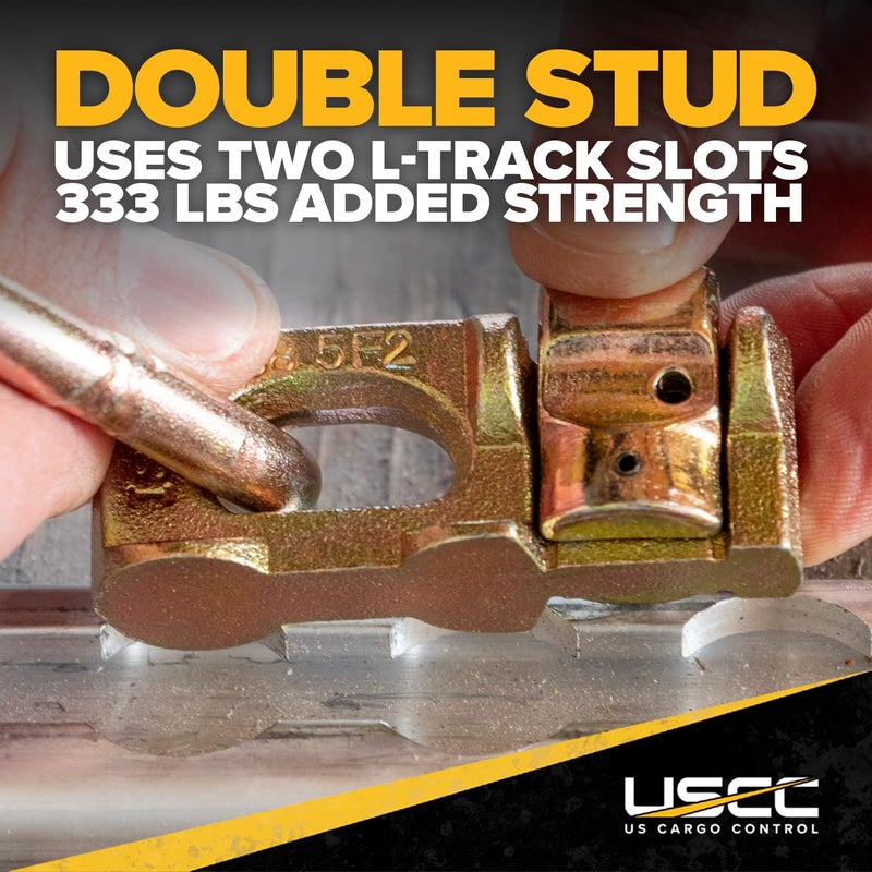 US Cargo Control Double Stud L Track Fitting with Pear Link (10 Pack) 5,000 Pounds Break Strength, Use with L Track Rails in Truck Bed or Trailer, Automatic Locking with Spring Release - Image 4